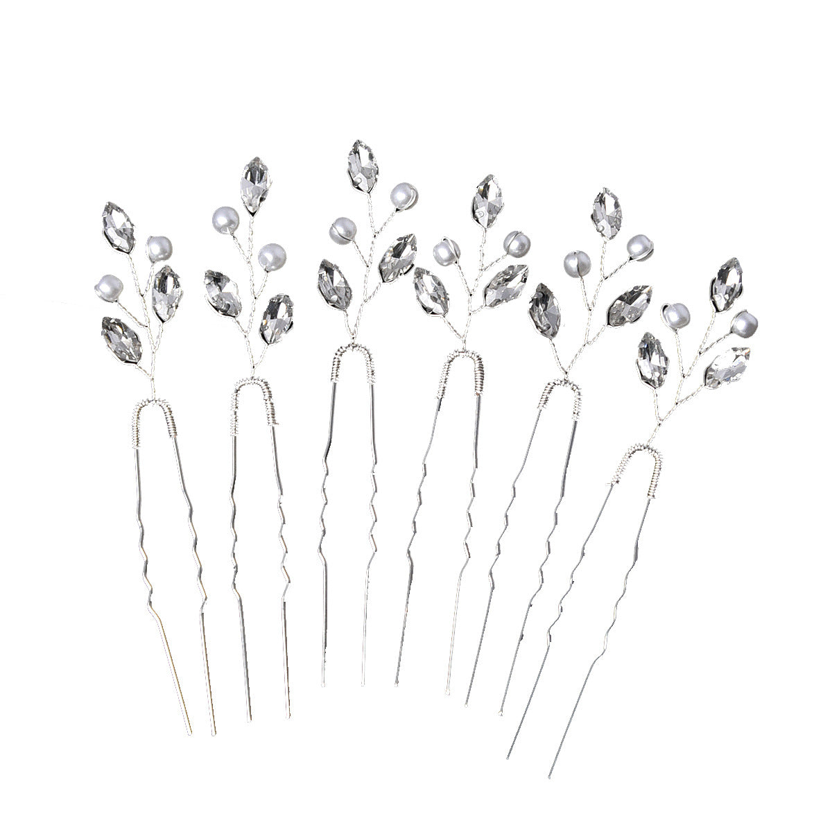 Emerald U-Shaped Hair Pins Set of 6 - Elegant Hair Accessories