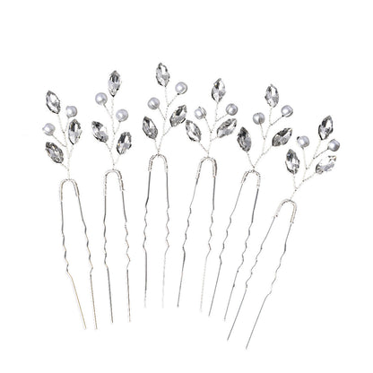 Emerald U-Shaped Hair Pins Set of 6 - Elegant Hair Accessories