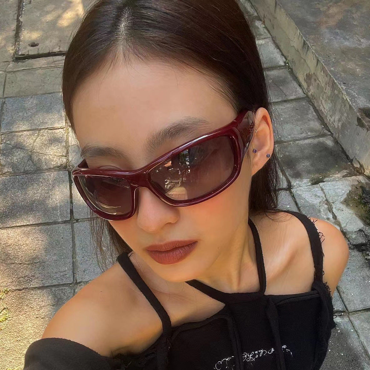 Y2K Stylish Oval Sunglasses Futuristic Fashion Shades