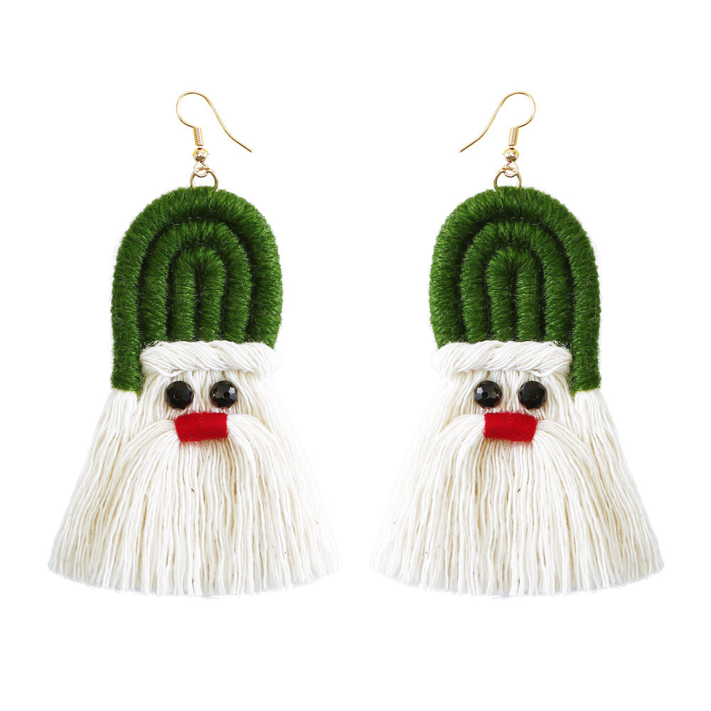 Christmas Earrings Female Creative Cartoon Christmas Bohemian Tassel Woven Handmade Earrings