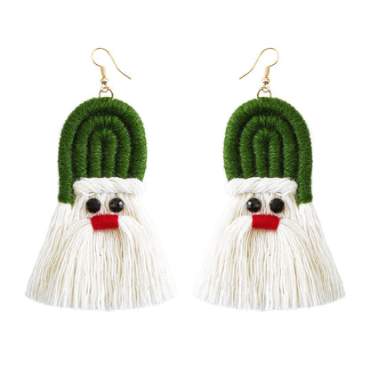Christmas Earrings Female Creative Cartoon Christmas Bohemian Tassel Woven Handmade Earrings
