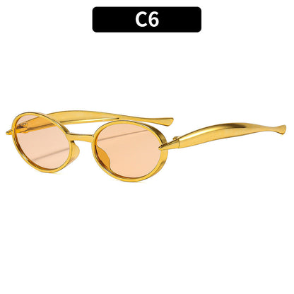 Trendy Oval Frame Sunglasses UV400 Protection for Outdoor Activities