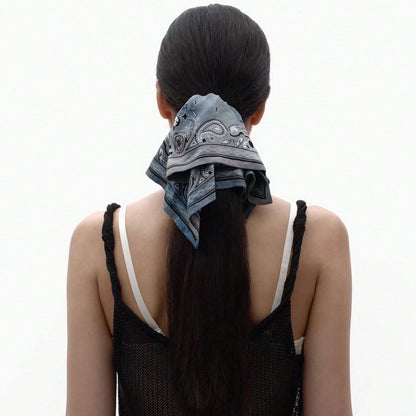 Retro Gothic Bandana Print Hair Tie