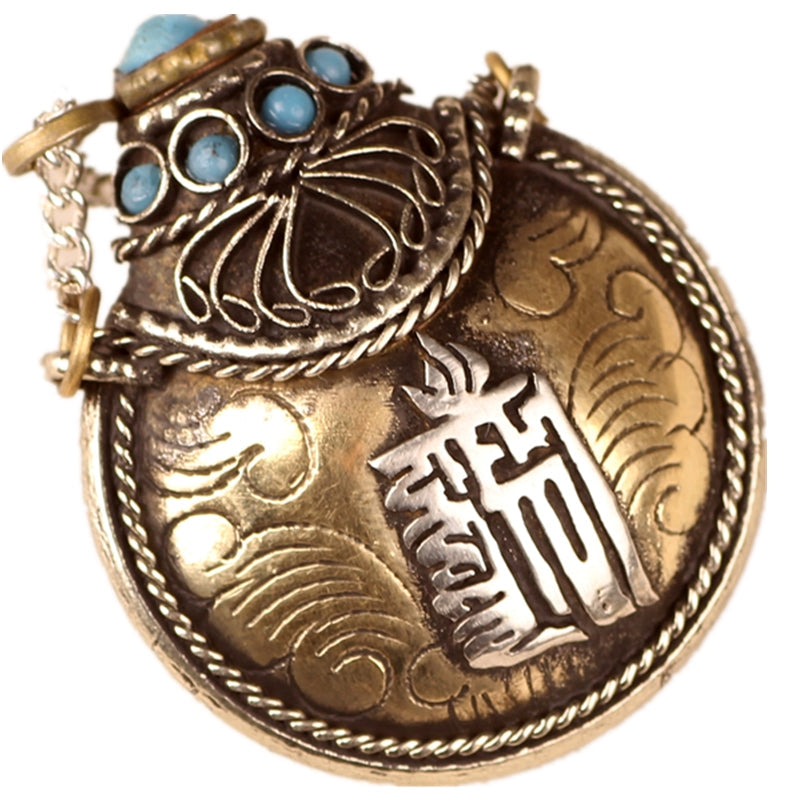 Hand-Made Tibetan Retro Folk Style Gagawu Box Small Pot Necklace Pendant For Men And Women