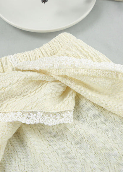Knitted Two Piece Lounge Set With Lace Trim