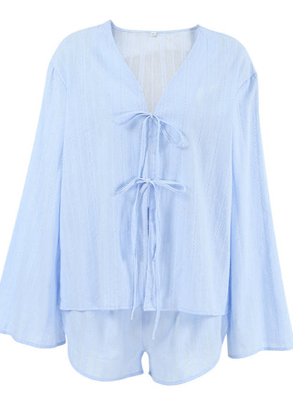 Lightweight Cotton Lounge Set with Tie Front