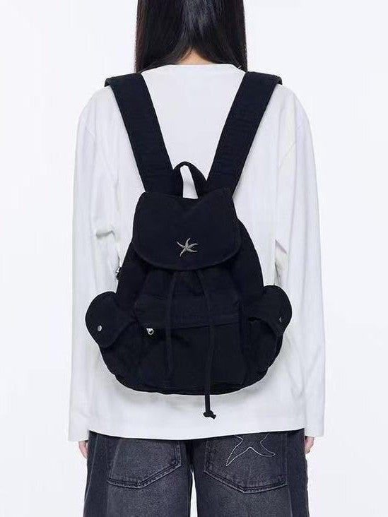 Denim Washed Multiple Pockets Portable Backpack