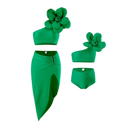 New Women'S Bikini Three-Piece Swimsuit Set With Skirt