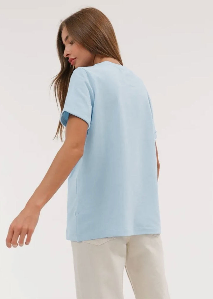 Crew Neck Cotton Tee Soft Breathable Fabric