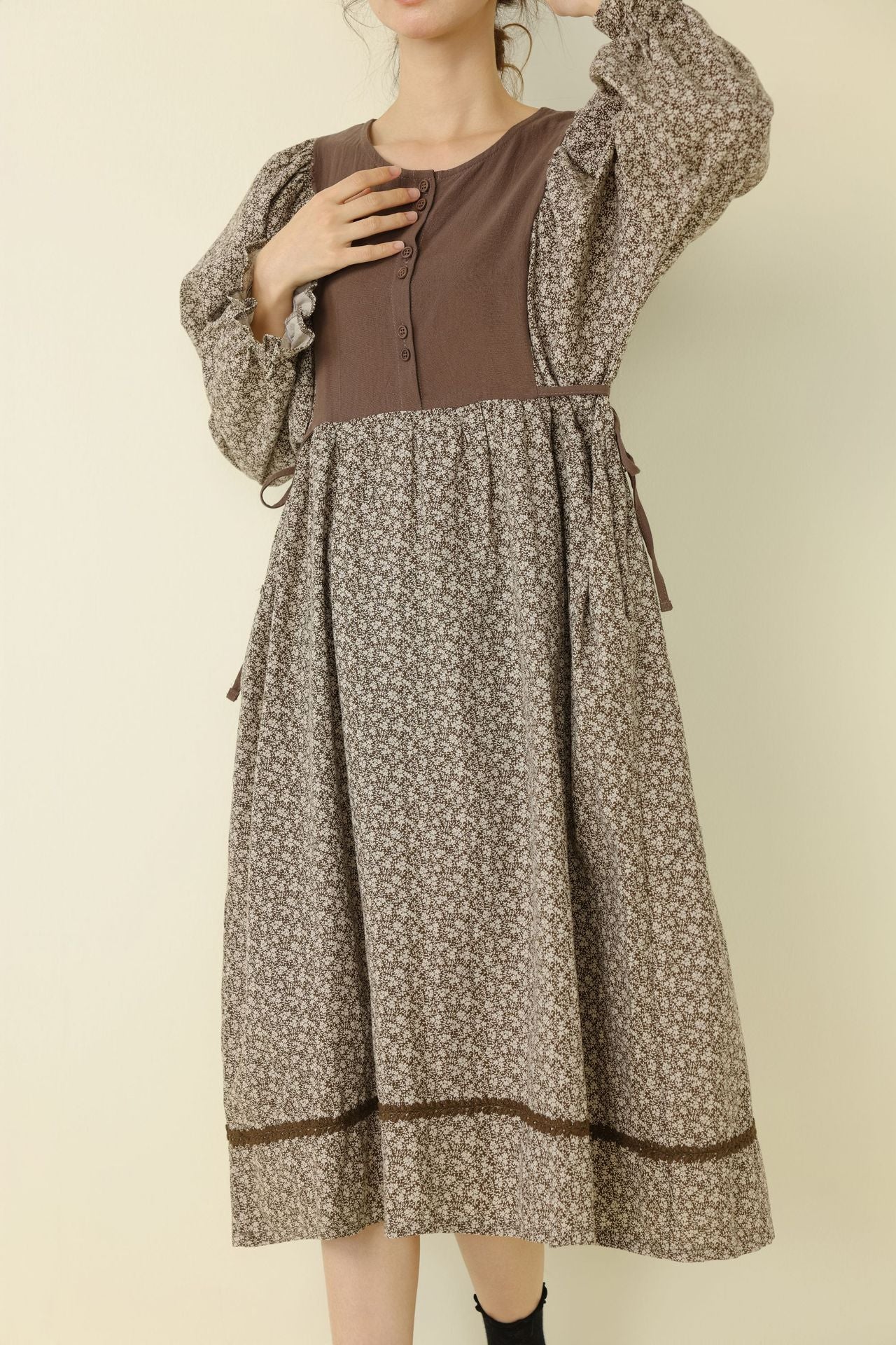 Floral A-Line Maxi Dress Comfortable Casual Cotton Linen