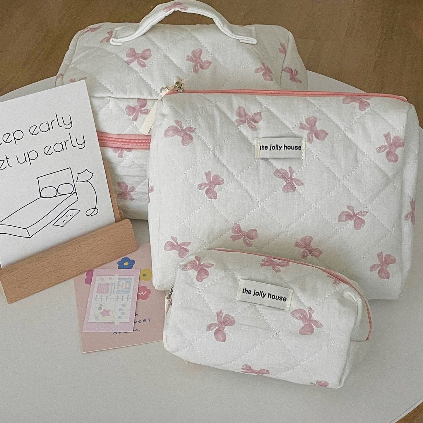 Bow Print Cute Portable Make Up Bag