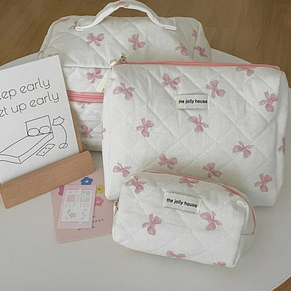 Bow Print Cute Portable Make Up Bag