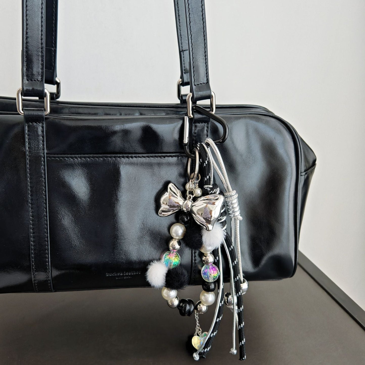Simple Bow Beaded Braided Keychain Bag Charm