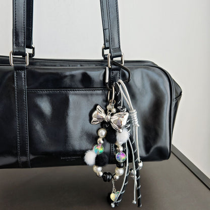 Simple Bow Beaded Braided Keychain Bag Charm
