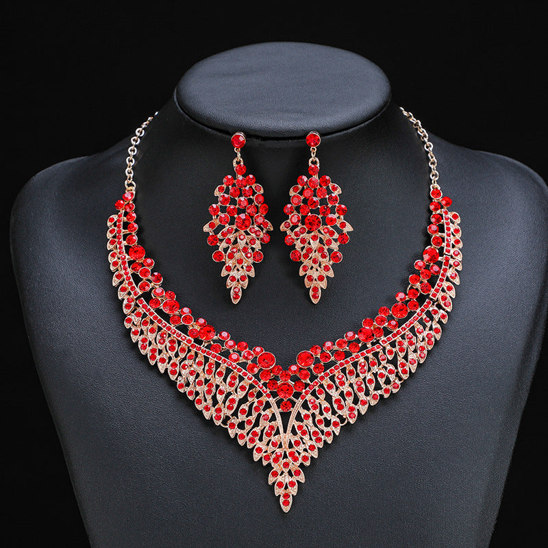 Alloy Choker Necklace With Crystal Gemstones - Vintage Style Jewelry Set