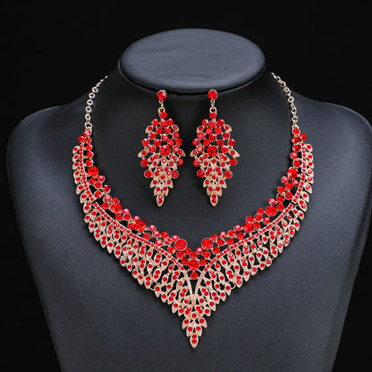 Alloy Choker Necklace With Crystal Gemstones - Vintage Style Jewelry Set