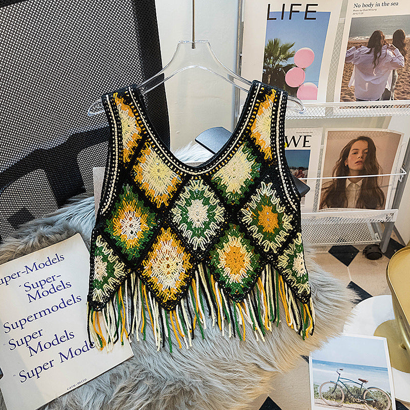 Crosa - Bohemian Crochet Lace Camisole in Vibrant Hues