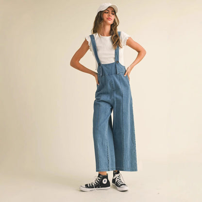 Vintage Style Loose-Fit Denim Overalls for Women
