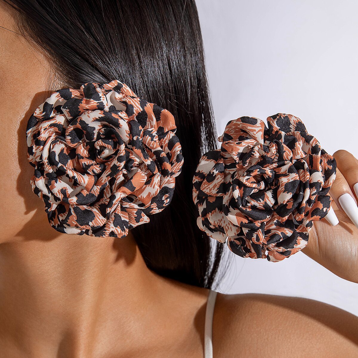 Geometric Leopard Print Resin Drop Earrings For Women