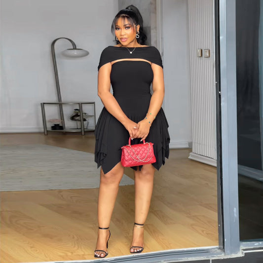 Strapless Ruffled Bodycon Mini Dress For Street Style