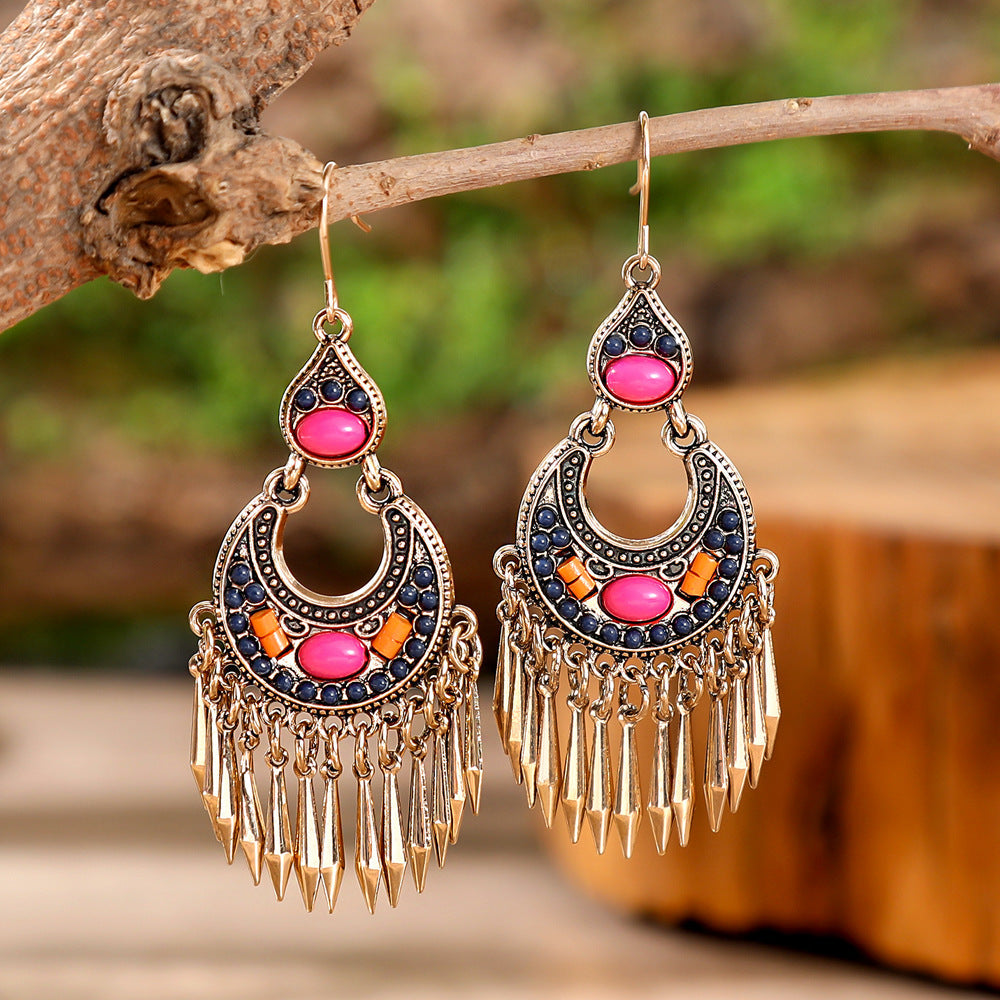 Fashion Tassel Bead Earrings for Women Stylish Vintage Jewelry