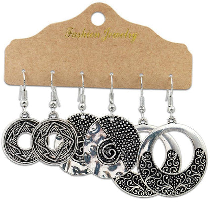 Bohemian Geometric Tassel Hoop Earrings