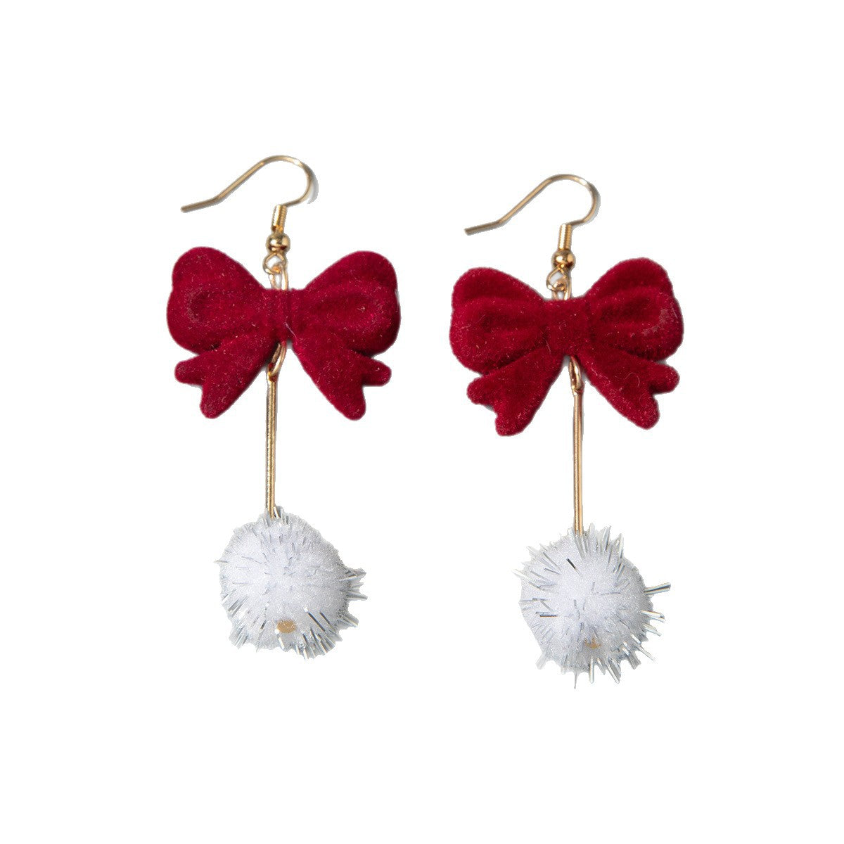Red Velvet Butterfly Bow Floral Earrings Vintage Pearl Earrings