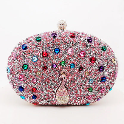 Vintage Peacock Rhinestone Evening Bag Elegant Party Purse