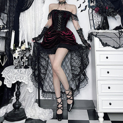 Gothic Lace Maxi Dress With Mermaid Hem