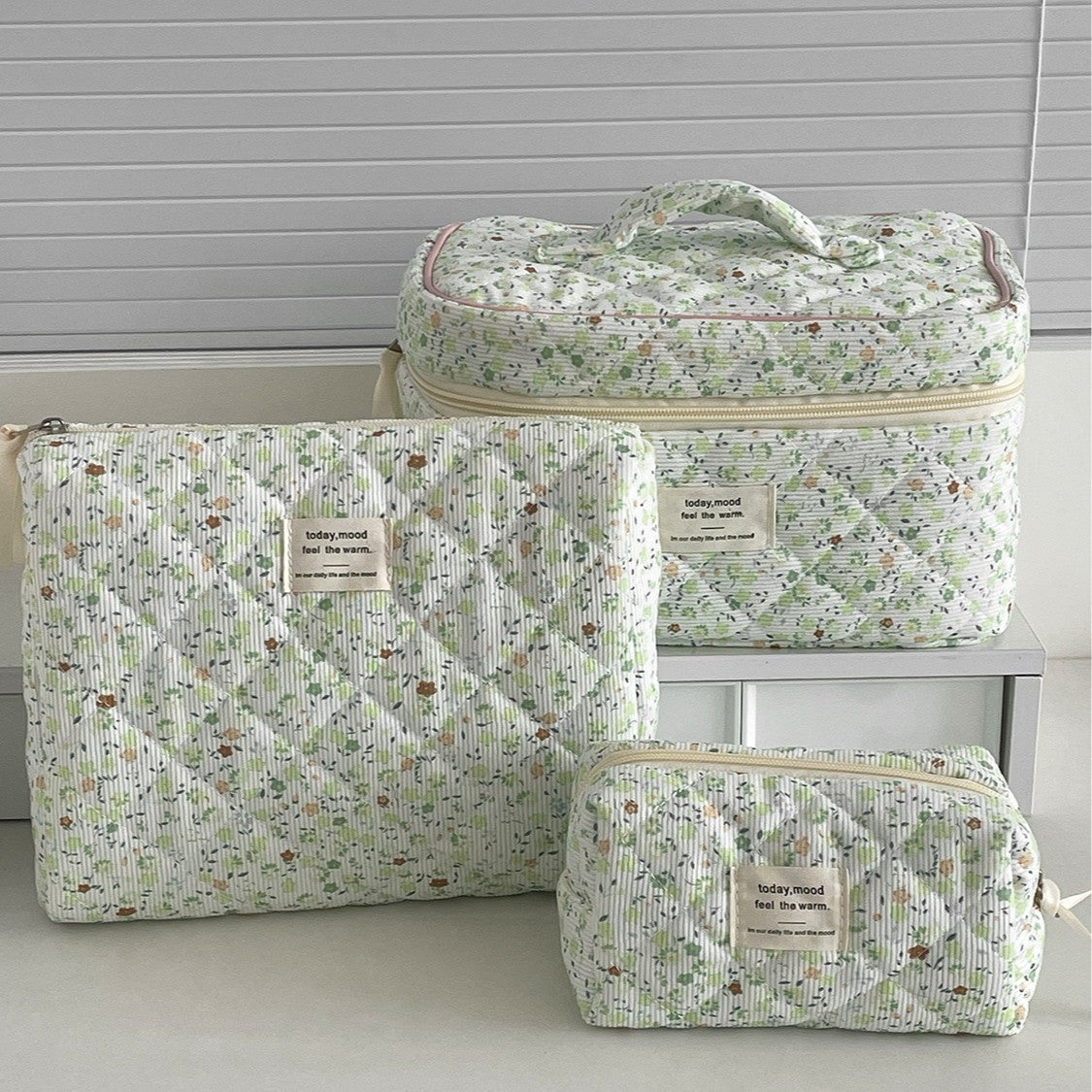 Floral Corduroy Makeup Bag Versatile Travel Organizer