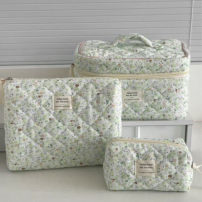 Floral Corduroy Makeup Bag Versatile Travel Organizer