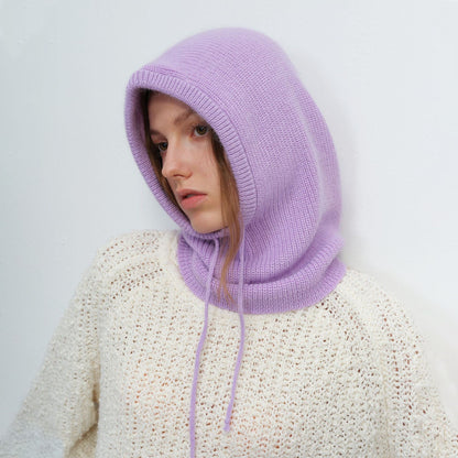 Solid Color Simple Sweet Plushed Hat Scarve