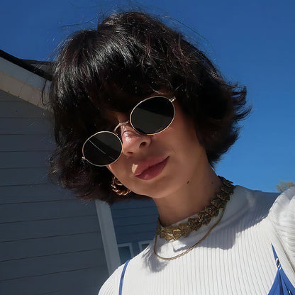 Classic Oval Metal Retro Sunglasses For Men And Women