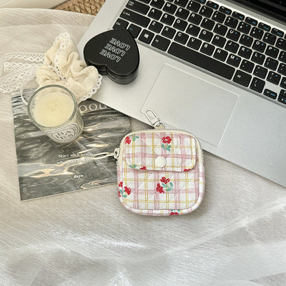 Mini Bluetooth Earphone Organizer Wallet with Floral Design