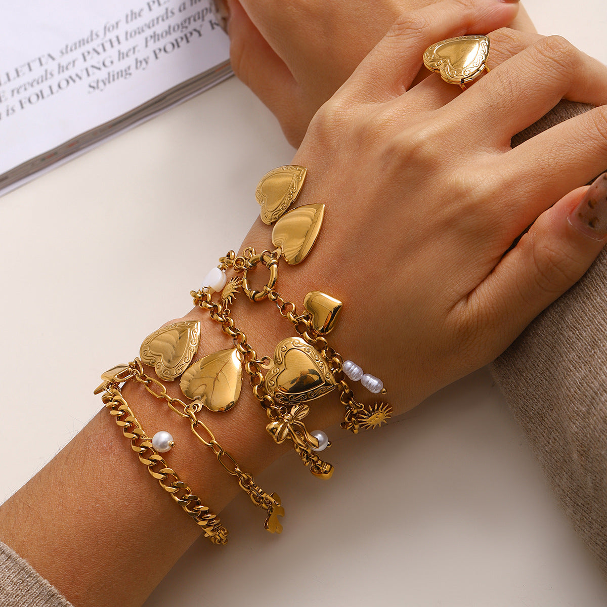 Minimalist Heart Pendants Tassel Chain Bracelet