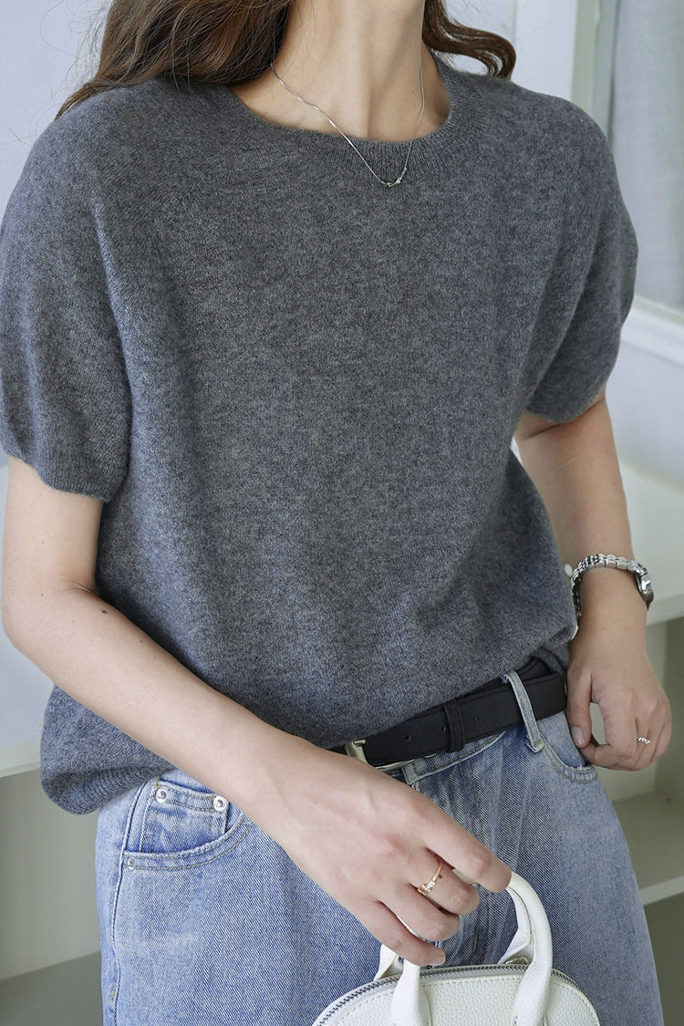 Luxury Cashmere V-Neck T-Shirt with Silk Blend