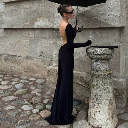 Sexy Backless Bodycon Dress With Chain Details
