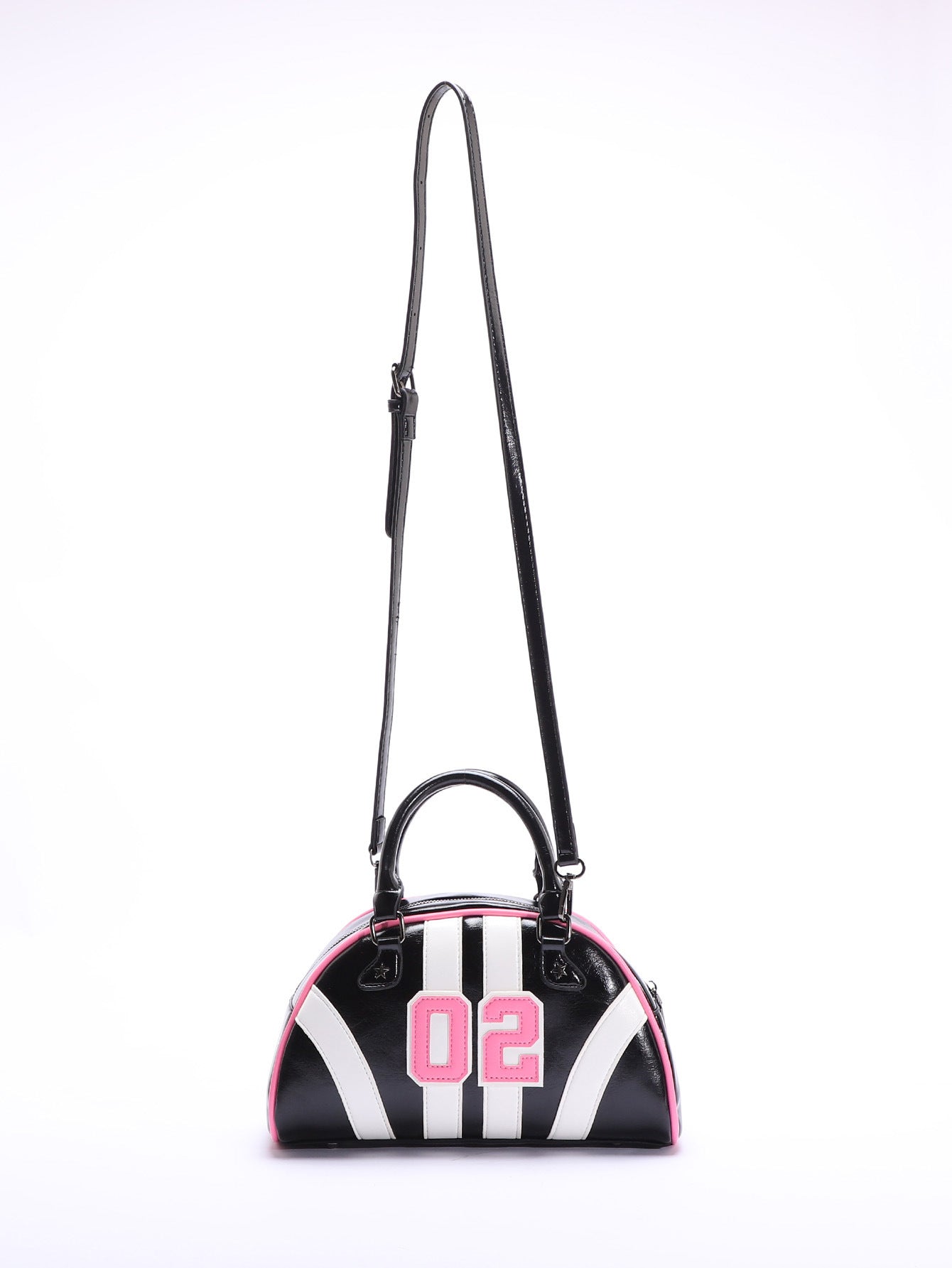 Bowling Style Color Block Handbag Trendy Casual Tote