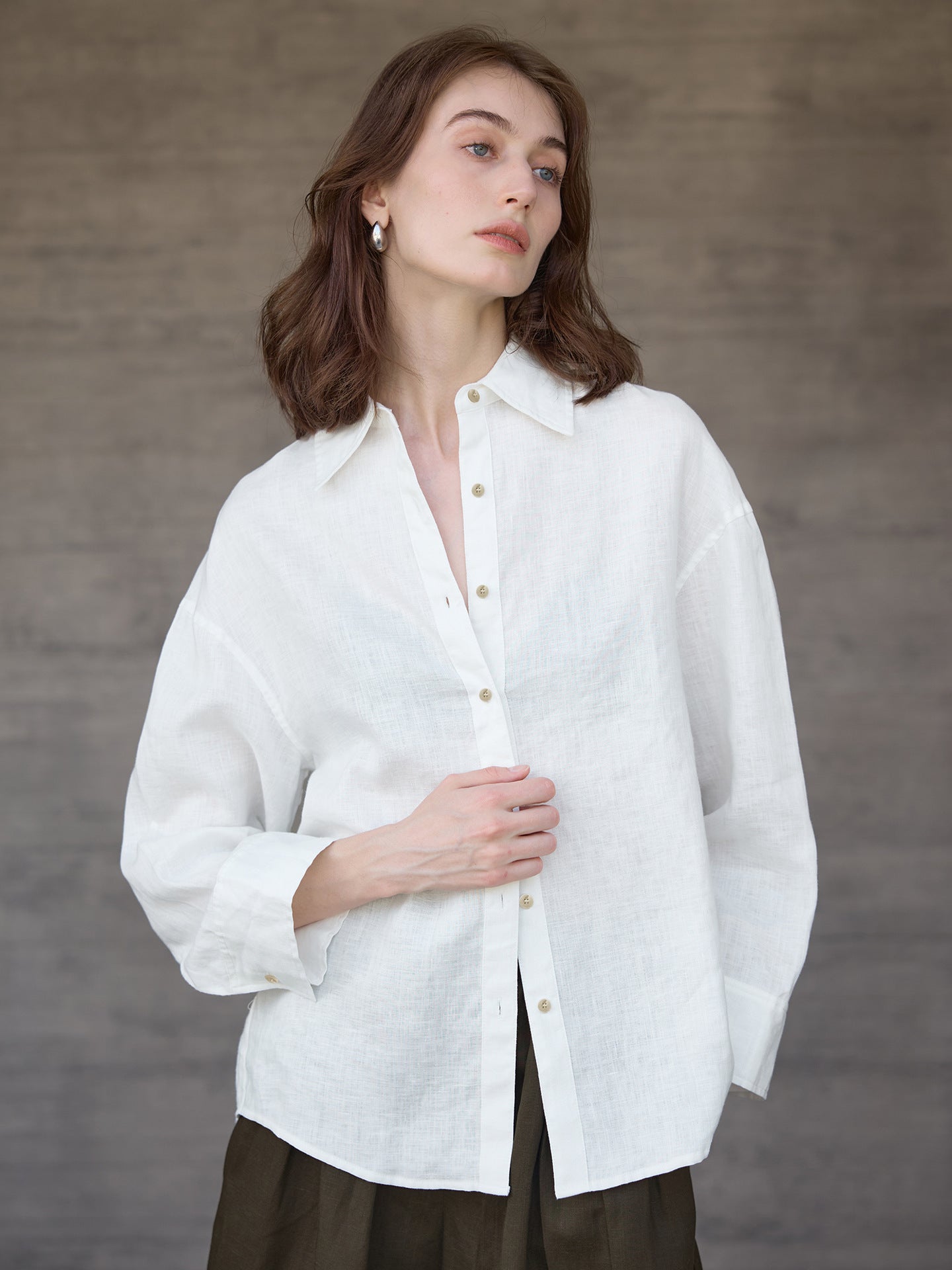 Pink Linen Relaxed Fit Long Sleeve Shirt for Elegant Casual Wear