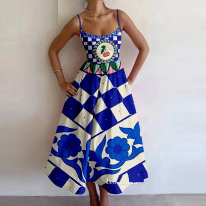 New Women's Casual A-Line Dress Solid Color Pleated Maxi Dress