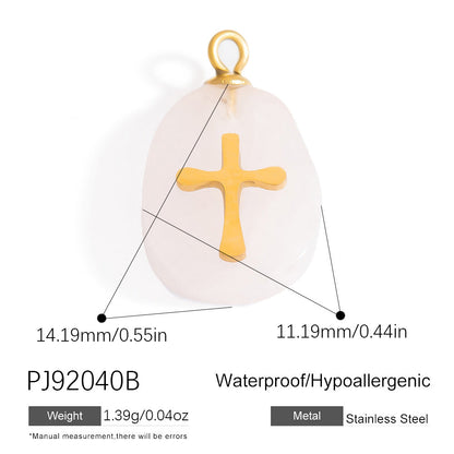 Butterfly Pendant Necklace Natural Stone Stainless Steel Jewelry