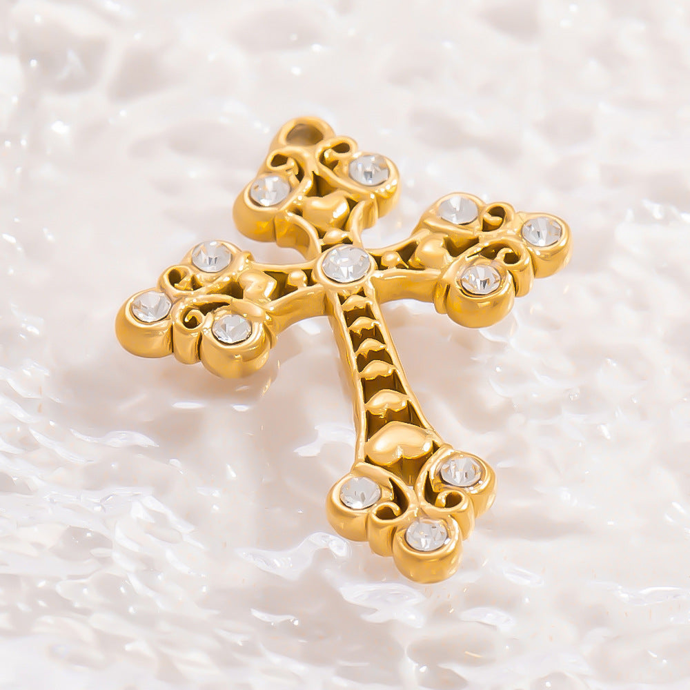 Cross Pendant Accessories DIY Jewelry Stainless Steel 18K Gold Bracelet Necklace