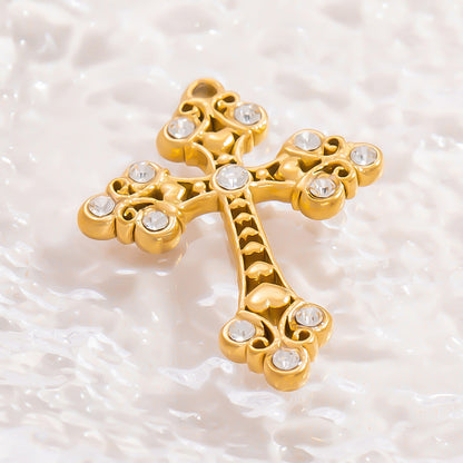 Cross Pendant Accessories DIY Jewelry Stainless Steel 18K Gold Bracelet Necklace