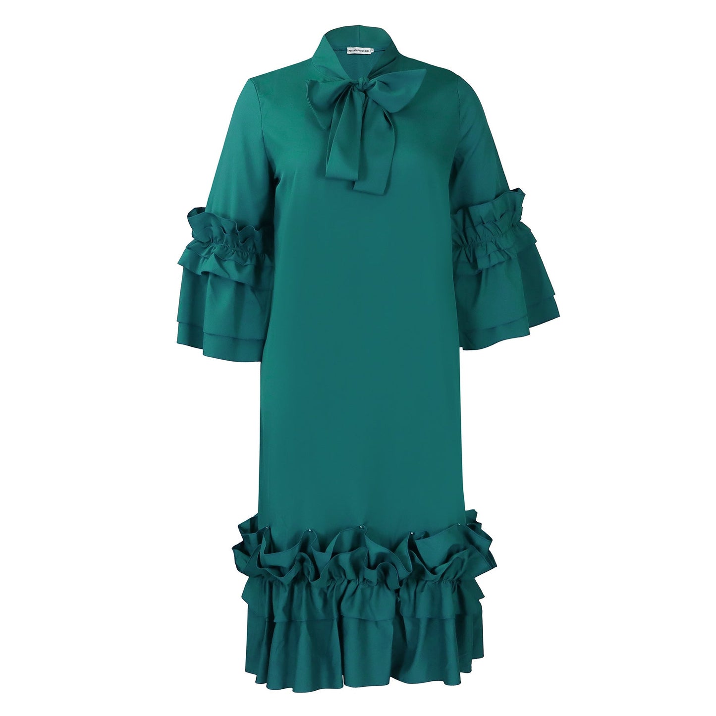 Fashionable Ruffle Sleeve Plus Size Casual Dress