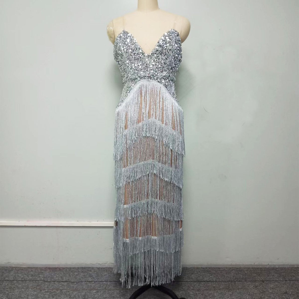 Sequin Fringe Bodycon Dress For Women