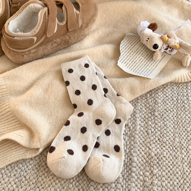 Color Block Thicken  Polka Dot Socks