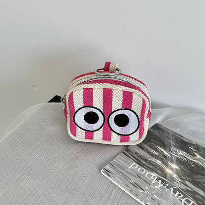 Mini Embroidered Card Holder Digital Bag Trendy Canvas Purse
