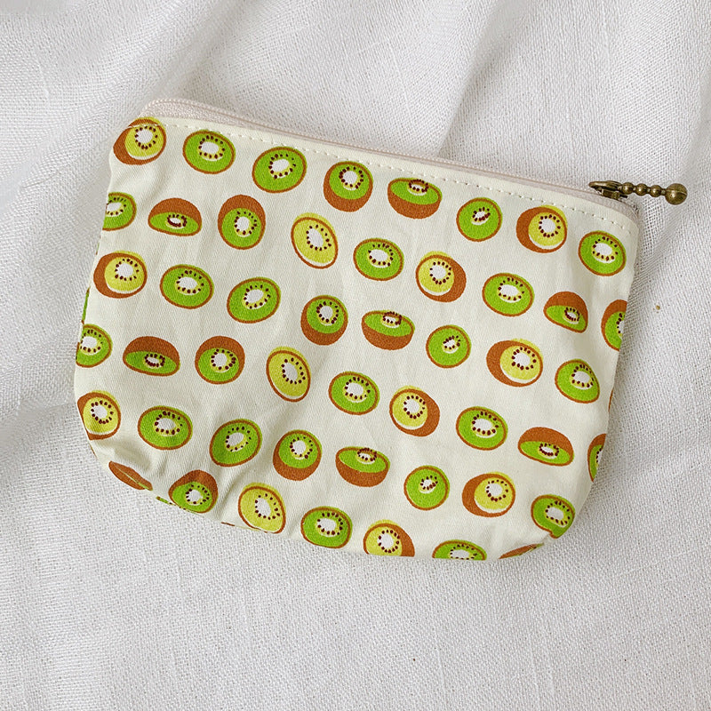 Mini Cartoon Zipper Wallet for Women Cute Floral Fabric Purse