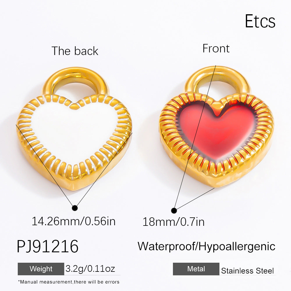 Heart-Shaped Stainless Steel 18K Gold Necklace Pendant DIY Jewelry