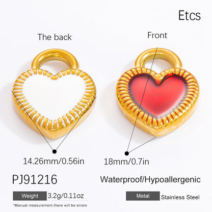 Heart-Shaped Stainless Steel 18K Gold Necklace Pendant DIY Jewelry